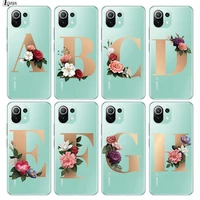 letter alphabet flowers a soft silicone cover for xiaomi mi note 11 11i 10i 10t 10 9t 9 se lite pro ultra phone case