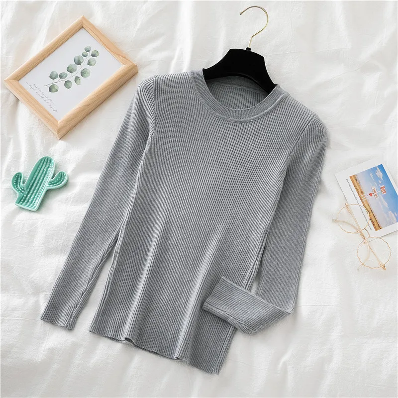 

2020 New Autumn Winter Sweater Women Casual Long Sleeve Pullover Solid Sweater Fashion O-neck Short Korean Slim Female Knit Top