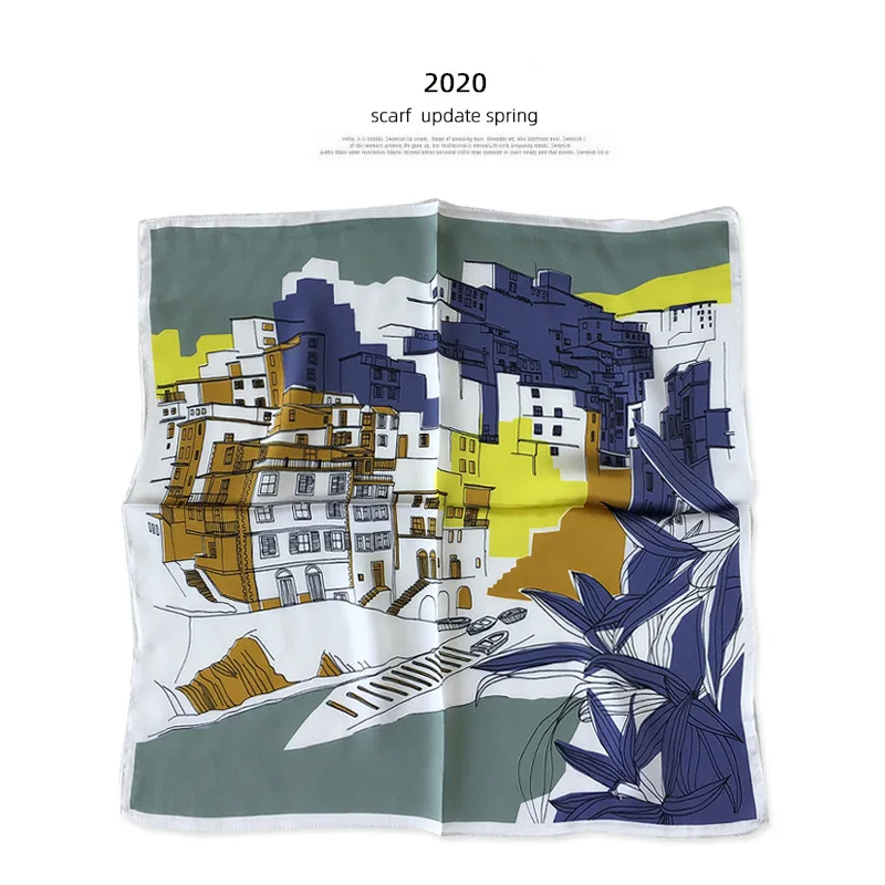 

2020 Fashion Neck Scarf Women Brand 100% Pure Silk Square Scarves Neckerchief Hair Foulard Bandana Lady Headband Hijab Poncho