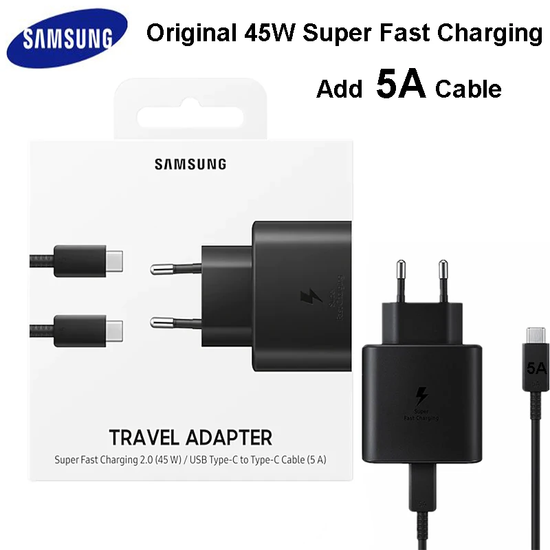 Оригинальный Samsung 45W USB C супер Адаптивное быстрое зарядное устройство EP TA845 для