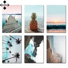 Скандинавская Картина на холсте с изображением ананаса и зеленых листьев, гордин, настенные художественные плакаты и принты из кокоса, картины с растениями для домашнего интерьера, Декор