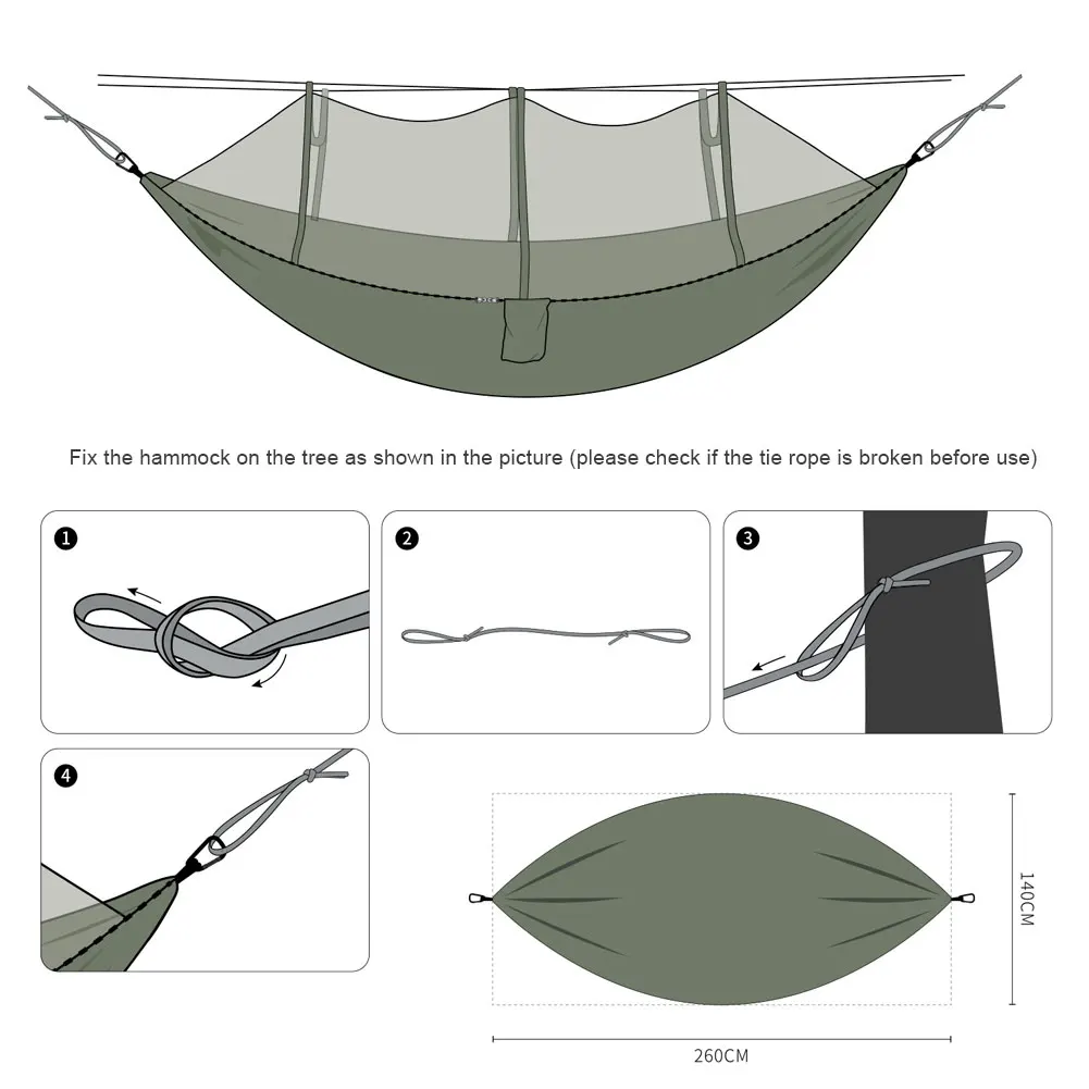 

Outdoor Mosquito Net Hammock Double 210t Nylon Anti-Mosquito Parachute Cloth Air Camping Tent Hanging Sleeping Swing Portable