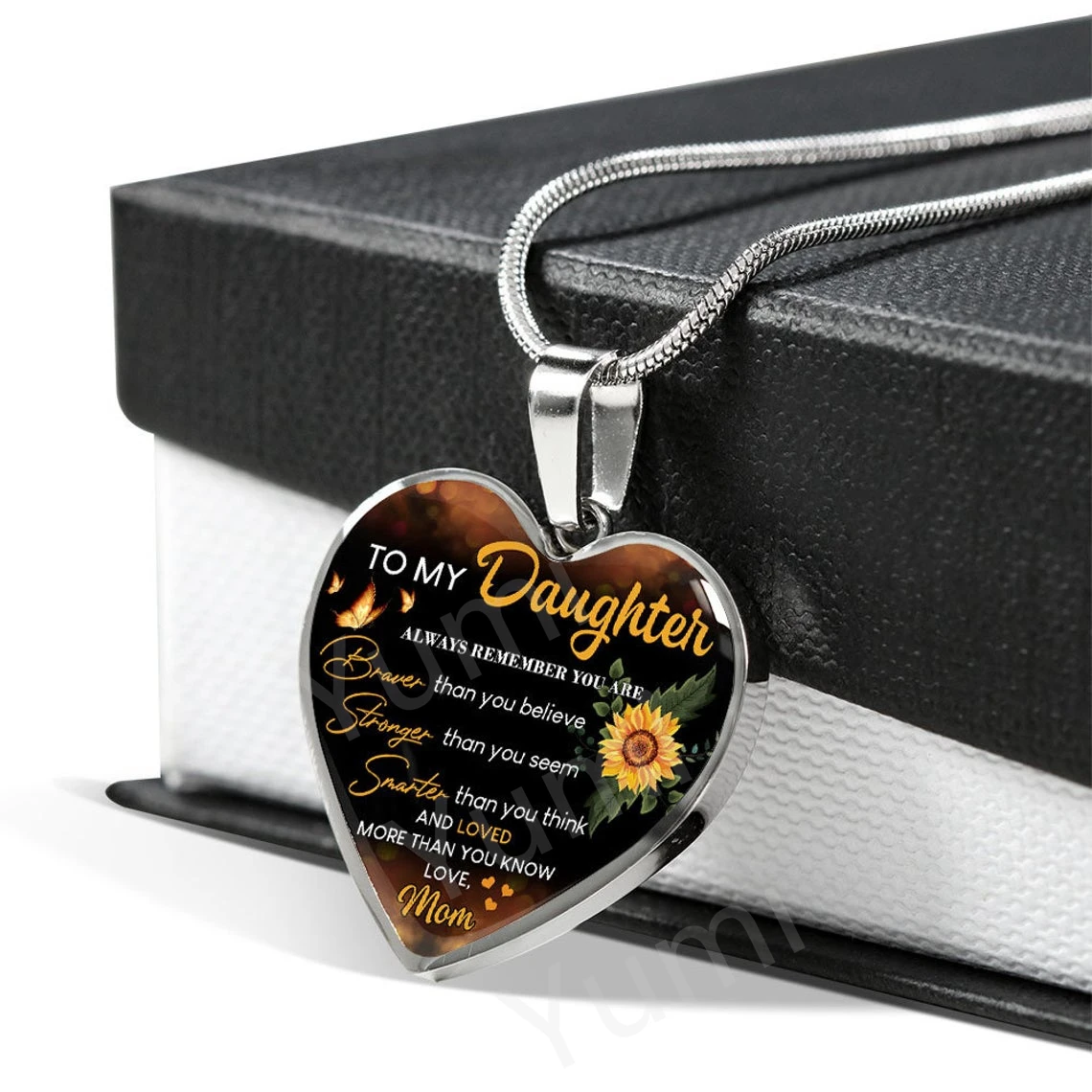 

To My Daughter Exquisite Heart Pendant Necklace To Daughter From Mom Sunflower Necklace Heart Necklace Birthday Christmas Gift