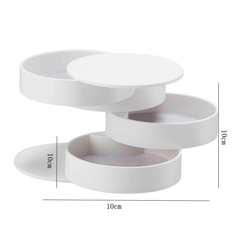 

Rotating Jewelry Storage Box 4 Layers Jewelry Organizer For Cosmetic Lipstick Dust-proof Storage Box with Lid Joyero Giratorio