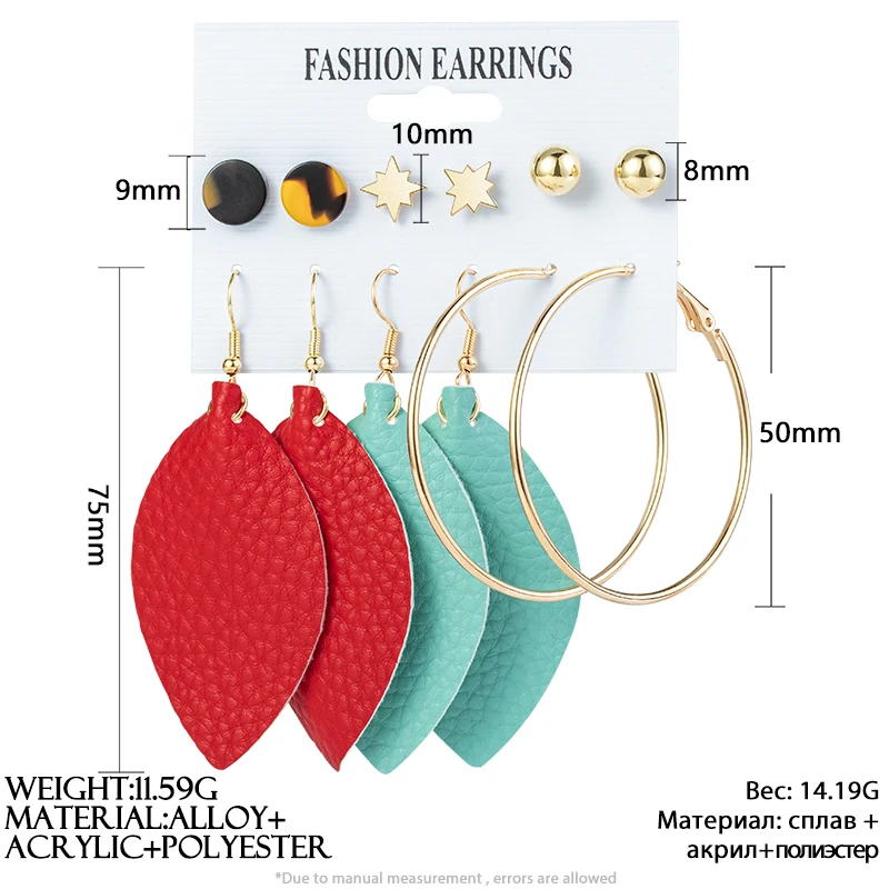 Женский винтажный Комплект сережек ZWC серьги в виде листьев с геометрическими