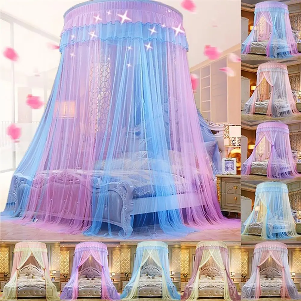 Romantic Hung Dome Bed Princess Round Foldable Fly Insect Proof Net Bedroom Breathable Circular Curtain Home Decor Easy Install | Дом и сад