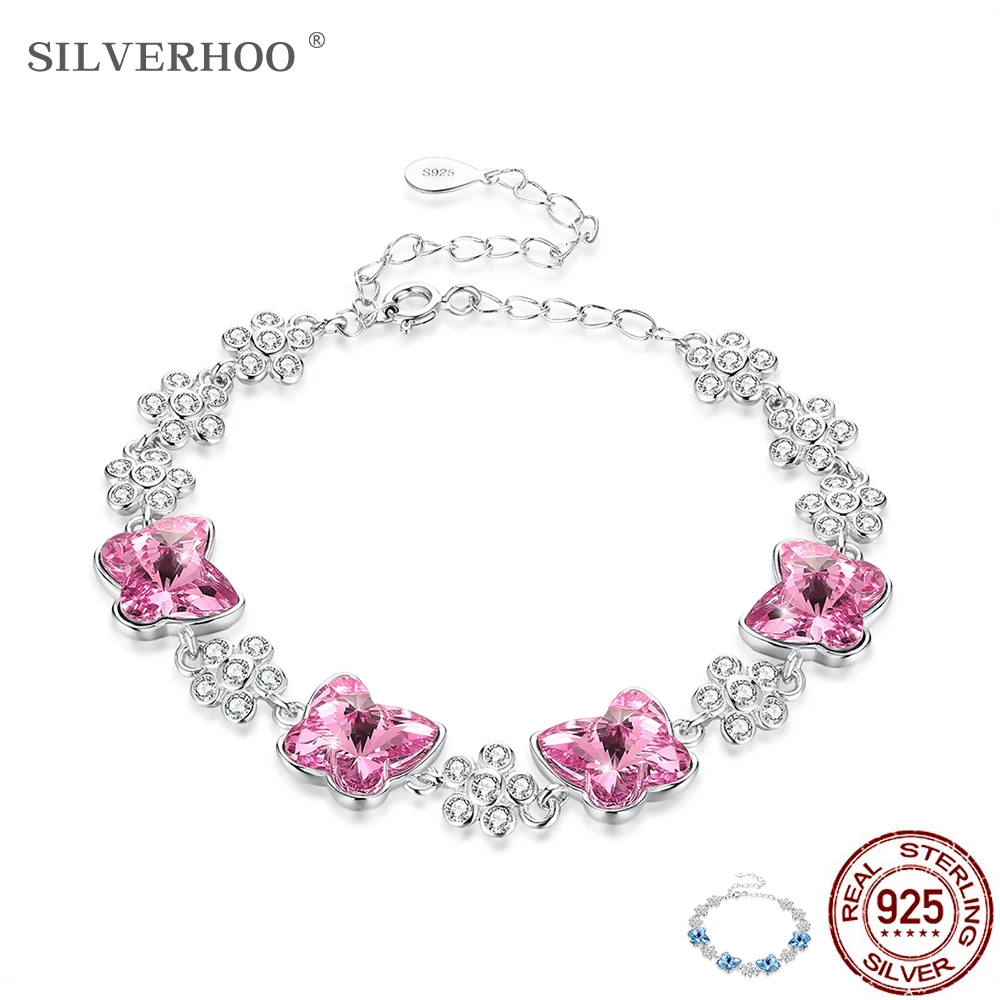 Женский Регулируемый браслет SILVERHOO из стерлингового серебра 925 пробы свадебный