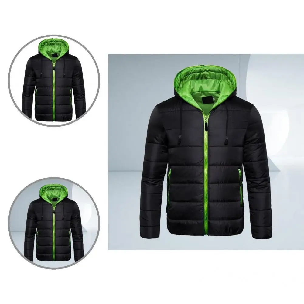 

Мягкий простой мужской пуховик с капюшоном на шнурке, мужской пуховик с наполнителем, карманы для улицы