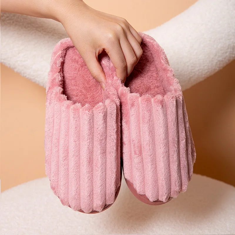 

Women's Fur Slides Couples Home Winter Warm Plush Slippers Soft Soles Indoor Platform Flat Shoes Ladies Men Furry Slippers
