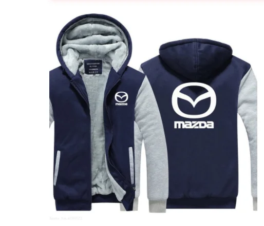 Мужские толстовки зимняя мужская Толстовка Mazda с длинным рукавом уплотненное