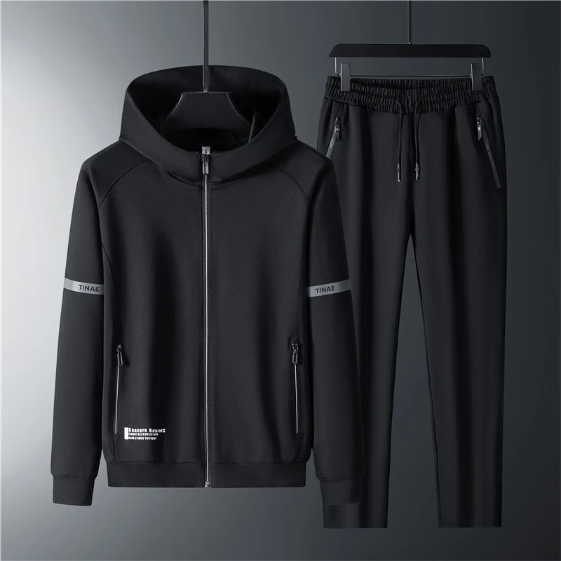 

New Man Casual Korean Sports Suit Men'S Autumn And Winter Loose Large Size 8Xl 120KG Plush Thickened Hooded Warm Two-Piece Set