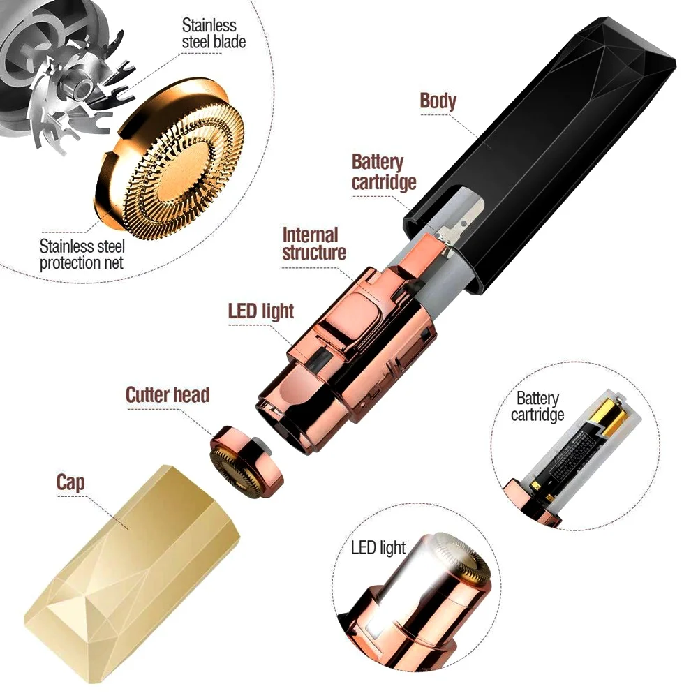 

New 2 In 1 Electric Eyebrow Trimmer Painless Eye Brow Epilator for Women Makeup Mini Razors Portable Facial Hair Removal Shaver