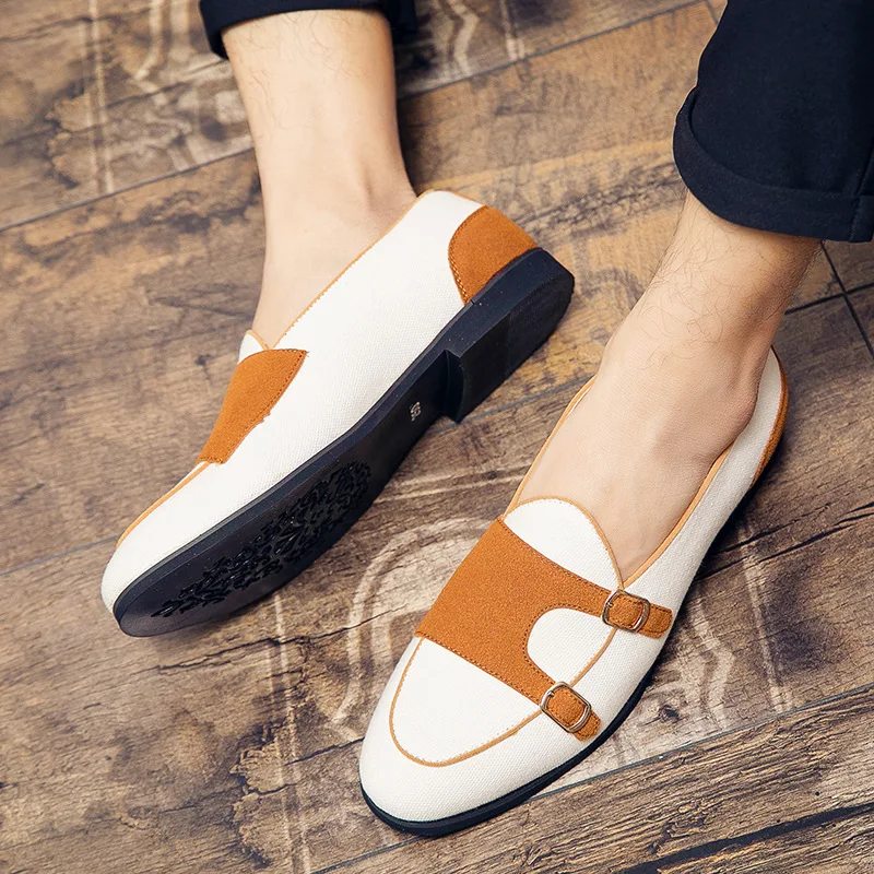 

NiceCanvas Leather Shoes Men Casual Luxury Brand Handmade Loafers Men Slip On Flats Driving Dress Shoes White Green Moccasins