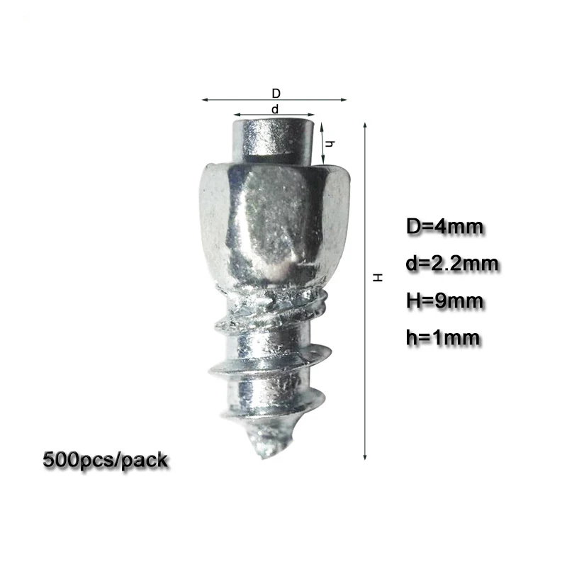 

500PCS 9mm Tires Studs/Spikes for Tires/Ice Stud/Screw-in Studs/Tyre Snow Chains for Bicycle/Boots/Shoes/Bike tire MS4-9