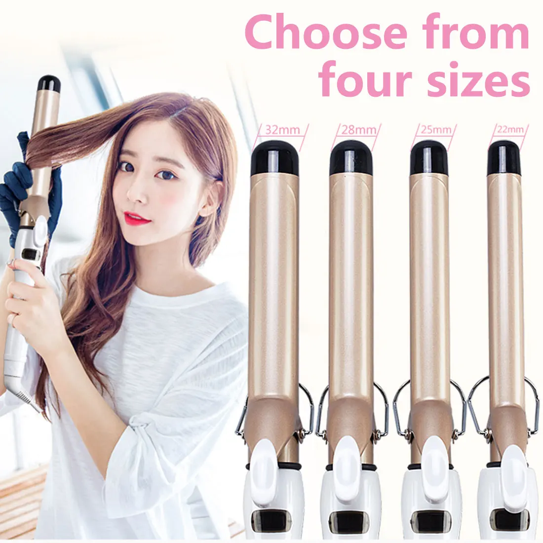 Modelador de Cabelo Ferro de Ondulação Estilo de Cabelo Profissional Elétrico Cerâmica Curling Ferro 19-38mm Wand Vacilar Moda Lcd