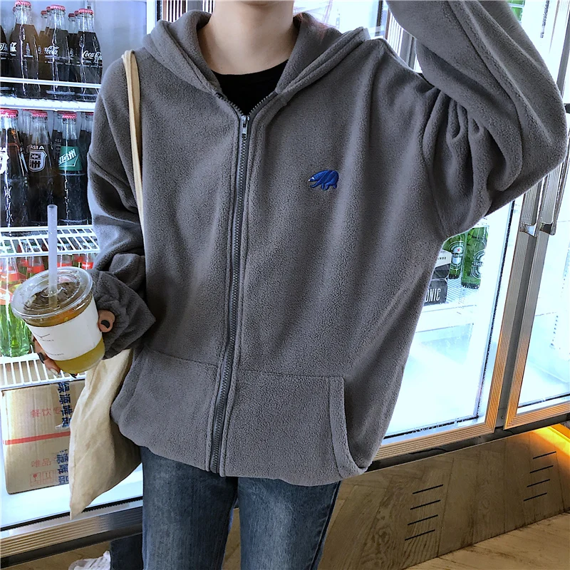 

Hoodies Women Thicker Simple Loose Zip-up Trendy Hooded Students Harajuku Embroidery Korean Style Female Leisure Spring Autumn
