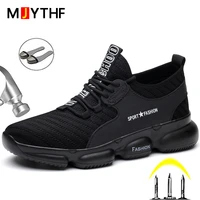 drop shipping mens steel toe protective indestructible work shoes men anti smashing puncture proof safety work boots shoes