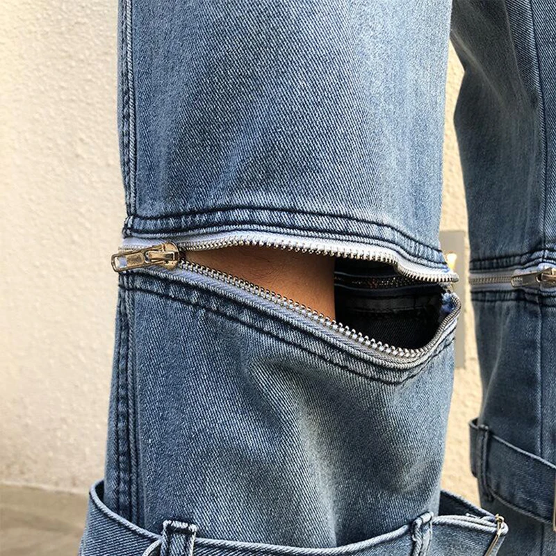 

Men's spring and autumn hip hop brand detachable wide leg loose straight casual pants jeans pants men's