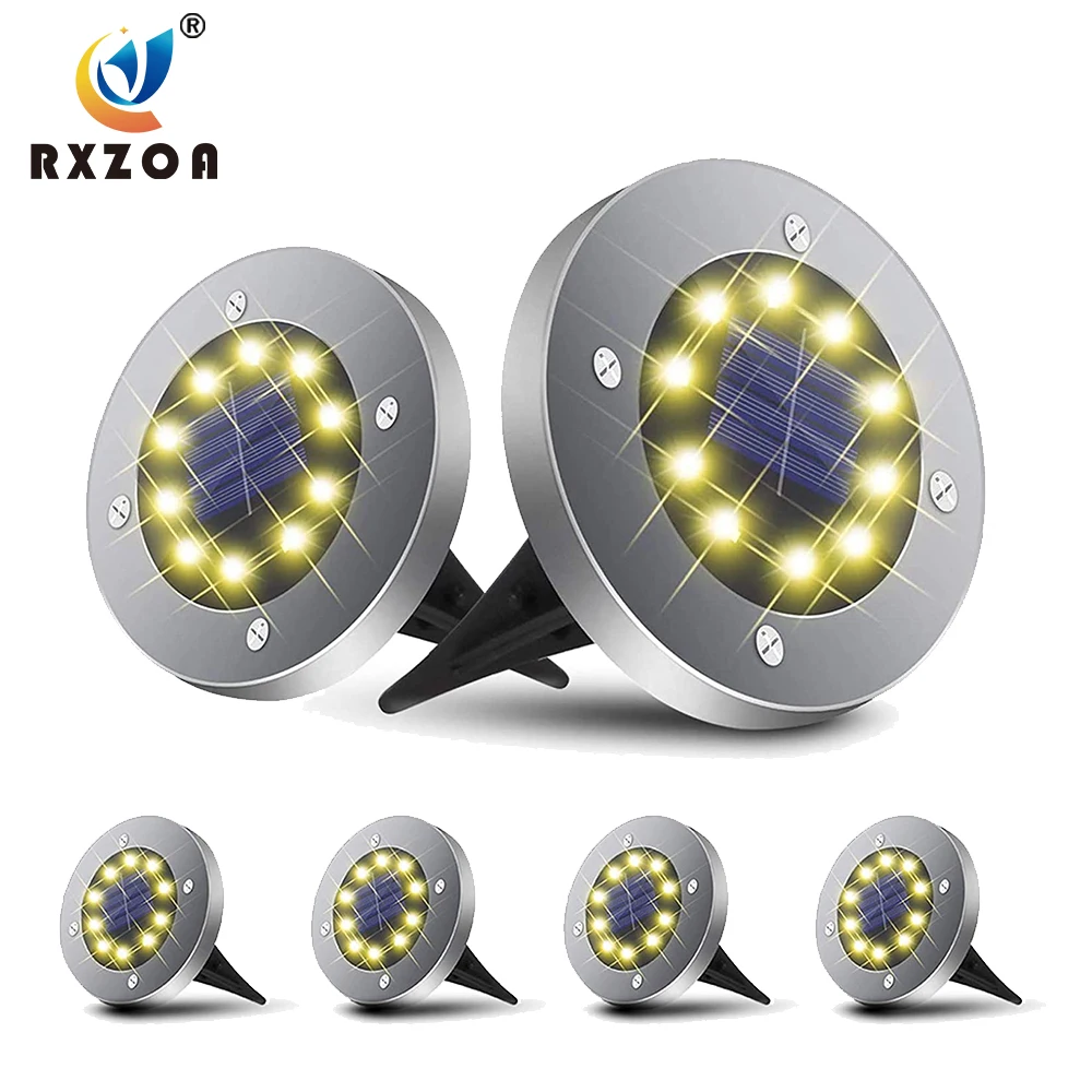 

8 LED Solar Powered Disk Lights Outdoor Waterproof Garden Landscape Lighting for Yard Deck Lawn Patio Pathway Walkway