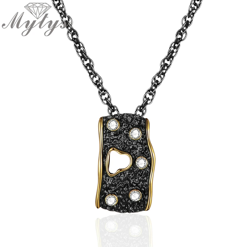 Mytys два стиля антикварное ожерелье черный цвет геометрическое квадратное дерево