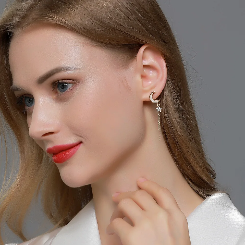 

New Gold Color Pendant Earrings Simple Geometric Cross Star Moon Hoop Earrings For Women Trends Jewelry 2021 Party Gift