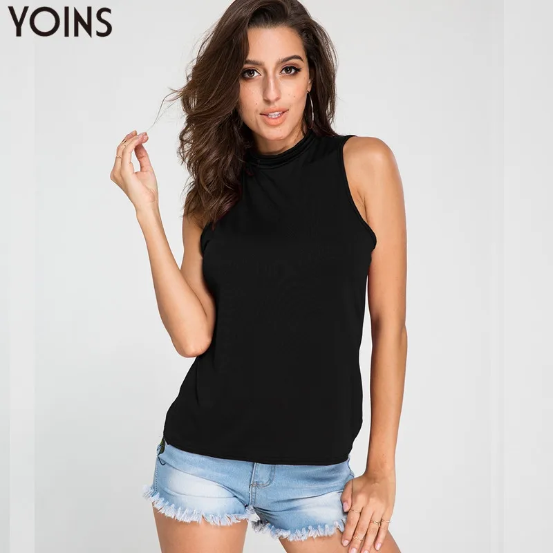YOINS Женские винтажные водолазки с открытой спиной топы 2020 Летние повседневные