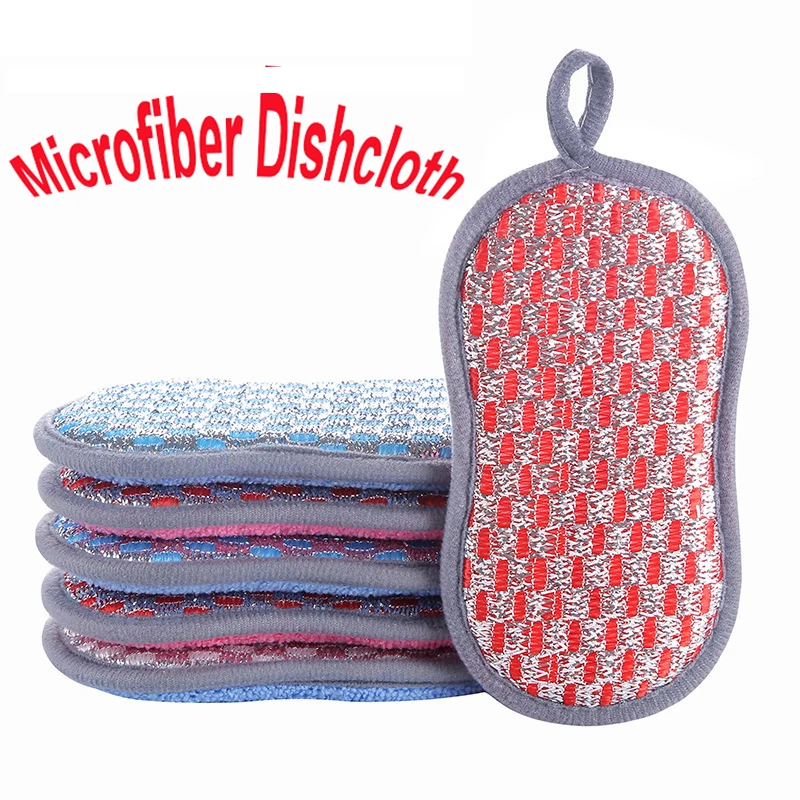 

Kitchen Cleaning Rags Double-sided Nylon Sponge Scouring Pads Pots Scrubber