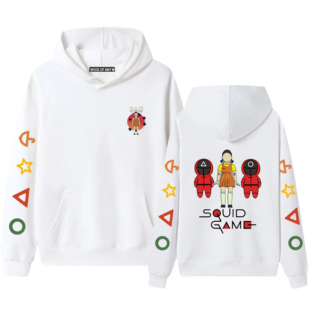 

Корейские толстовки из хлопка и флиса для мужчин и женщин, корейские худи по мотивам игры кальмар, детская одежда