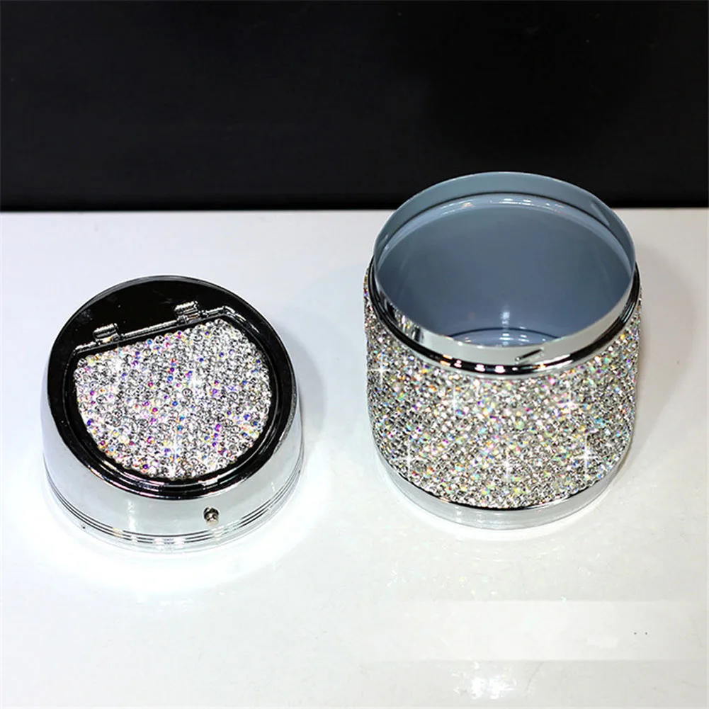 Luxury Rhinestone Car Multifunctional Ashtray Colorful Crystal Shiny Auto with Cover Great Gift for Women Girls | Автомобили и