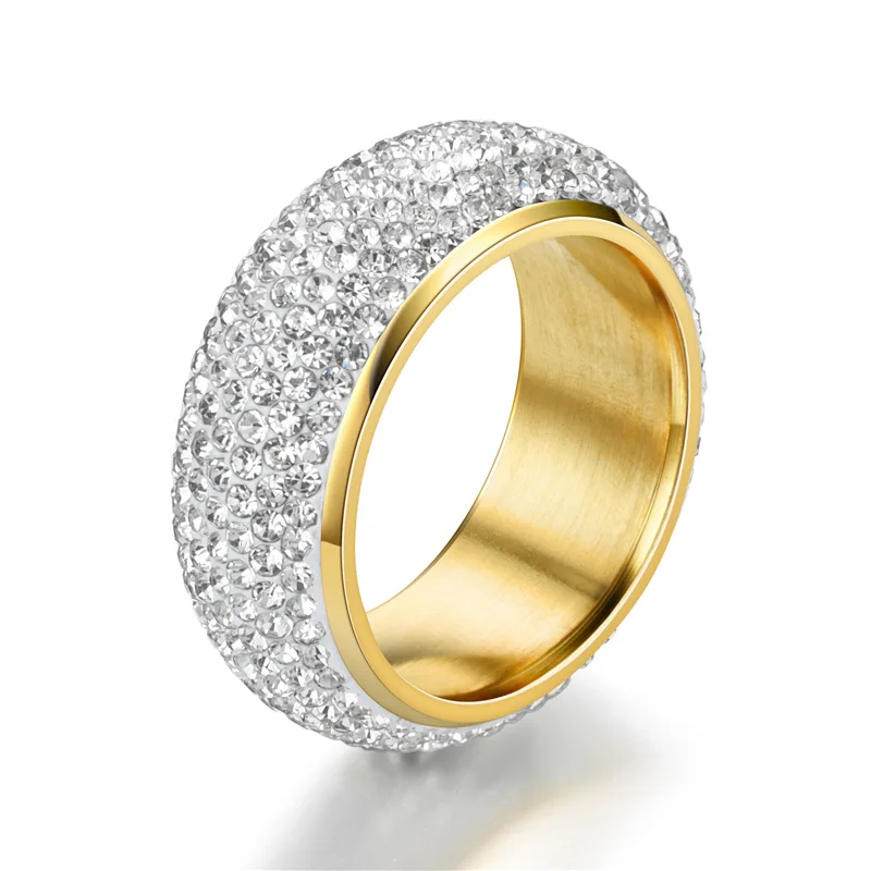 Мужское кольцо в стиле хип хоп со льдом позолоченные стразы из нержавеющей стали