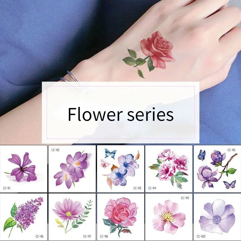 

Temporary Tattoos Sticker For Women Body Art Tattoo Sticker 3D Butterfly Rose Flower Feather Tattoo Waterproof 6X6cm Gift