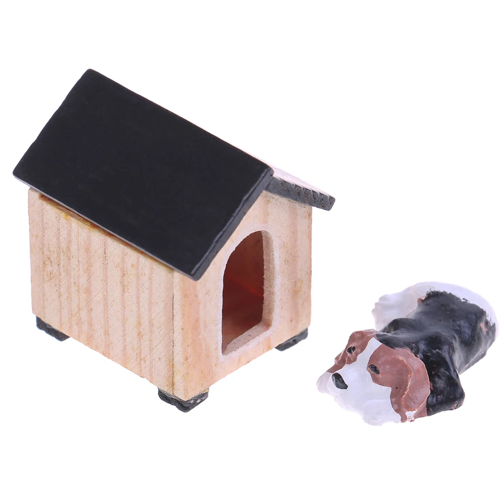 Dog 1/12 кукольный домик миниатюрная мини-Собака Кошка корм для домашних животных с тарелкой моделирование мебель модель игрушки для куклы аксессуары украшения - Цвет: Dog