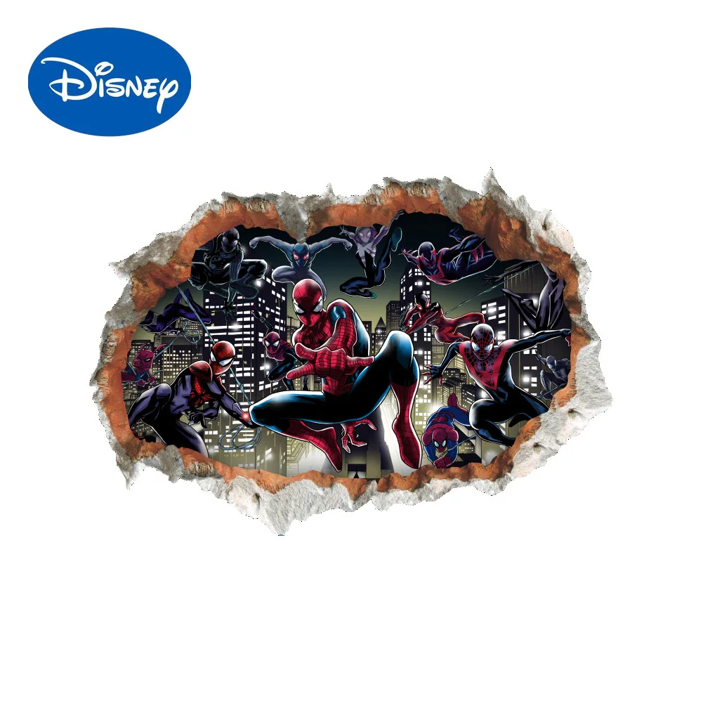 

Authentic Disney Wall Sticker Marvel Hero Spider-Man Breaking Wall Wallpaper Self-adhesive Bedroom Wallpaper Wall Decor