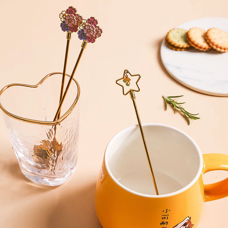 Ложка для смешивания чая и кофе Золотая ложка с длинной ручкой десертные ложки из