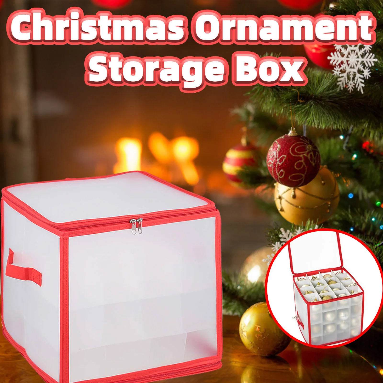 

Christmas Tree 64 Baubles Storage Box Ornament Xmas Tree Bag Decoration Box