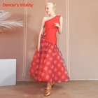 Платье для танцев Waltz, сетчатая юбка без рукавов, Женский костюм для профессиональных соревнований по бальному танцу, танцевальная одежда для взрослых