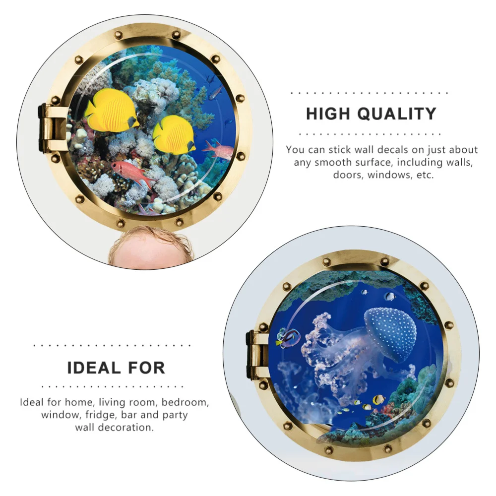 

4pcs Sea Animals Background Wall Decal Wallpaper Removable Kids Room Decoration