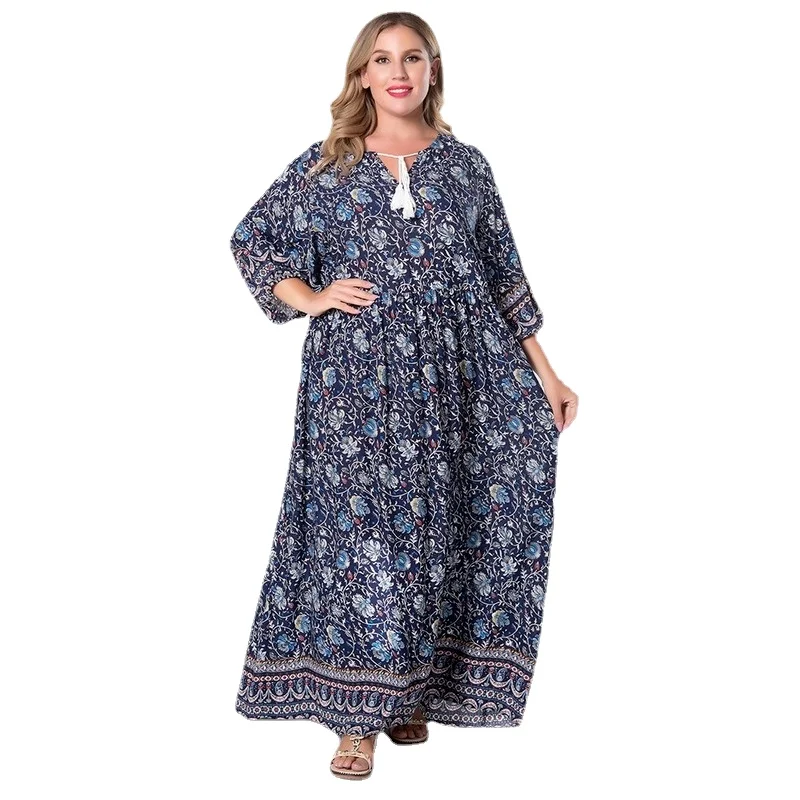

Floral Print Boho Dress Bohemian Dress for Women Summer Elegant Maxi Dress Plus Size Dresses Casual Women's Dresses Big Size 5xl
