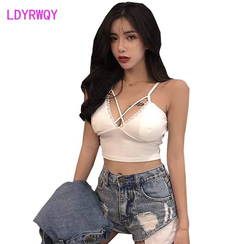 

LDYRWQY 2021 thin and light seamless underwear no steel ring bottoming sexy vest-style sling tube top anti-empty