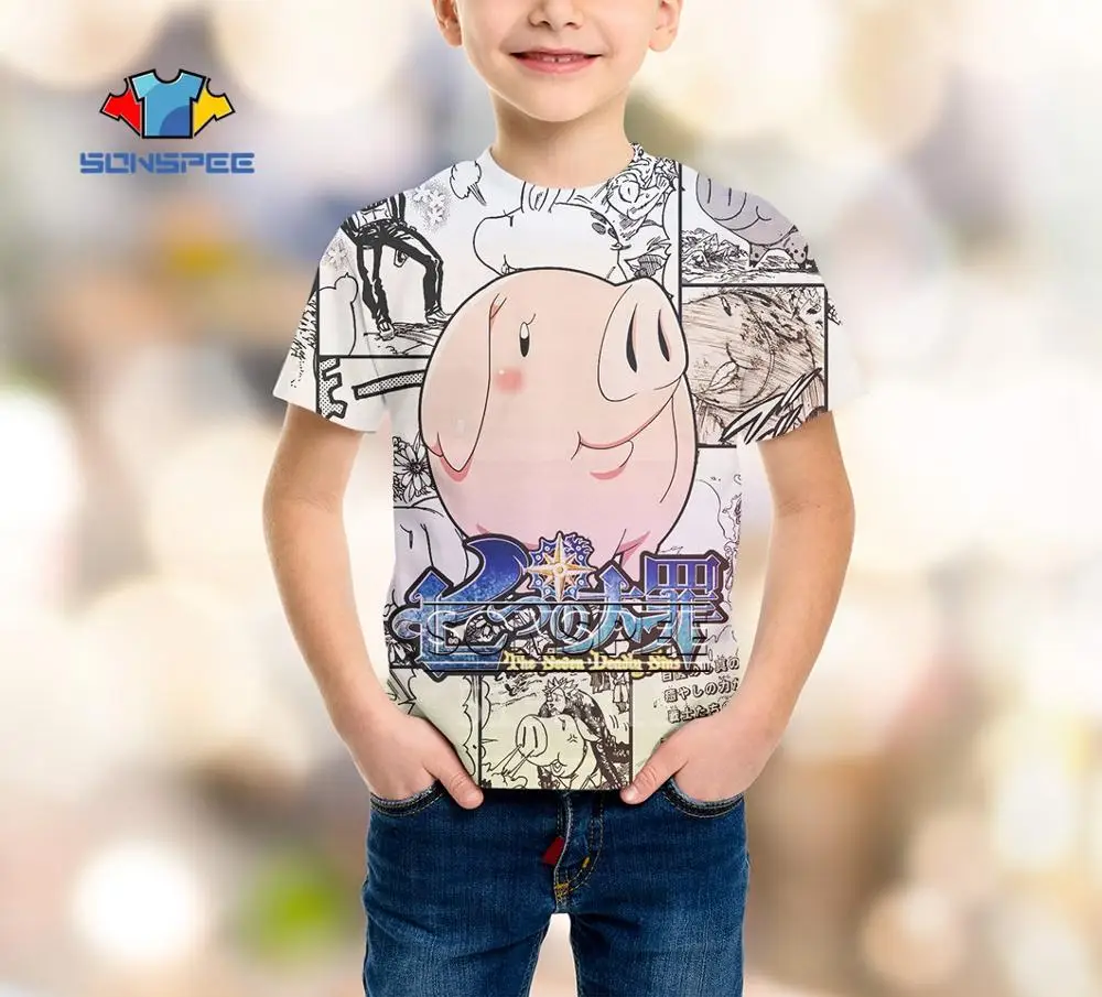 SONSPEE The Seven Deadly Sins/одежда с 3D принтом для мальчиков и девочек-подростков футболка