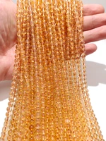 5a natural round gemstone citrine crystal beads loose spacer for jewelry making diy necklace bracelet 15 6 8 10mm wholesale
