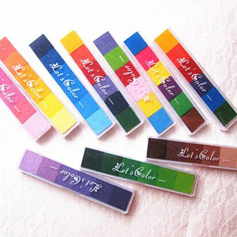 

1 Gradient Ramp Colored Stamp Kids Finger Painting Ink Pad Drawing Preschool Learning Scrapbook Educational Toys 12.5cm New