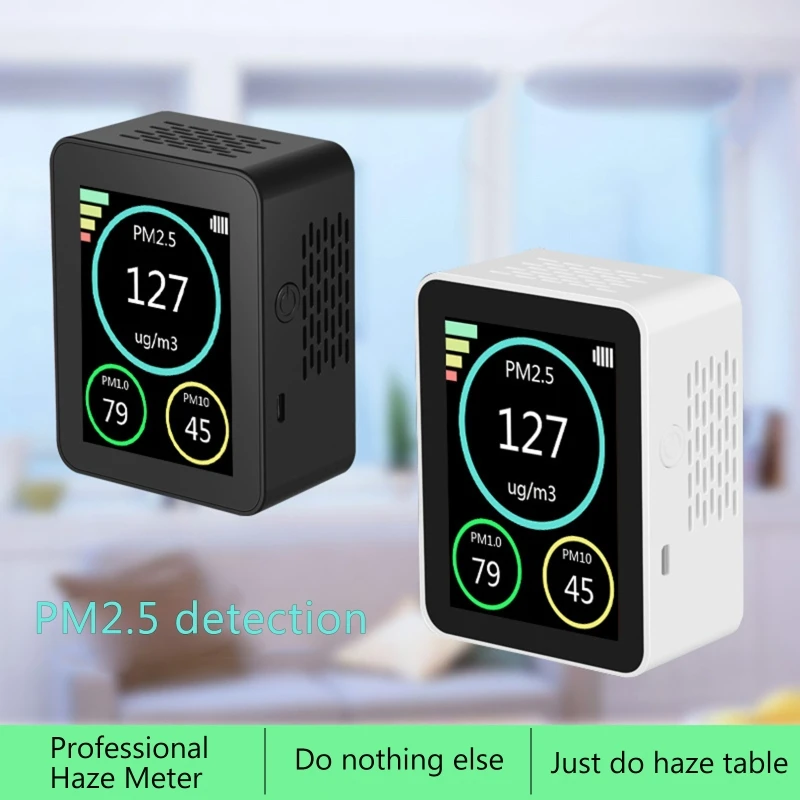 

Gas Analyzer PM2.5 PM1.0 PM10 Haze Particle Detectors Air Quality Monitor Detector TFT Color Screen Home Office