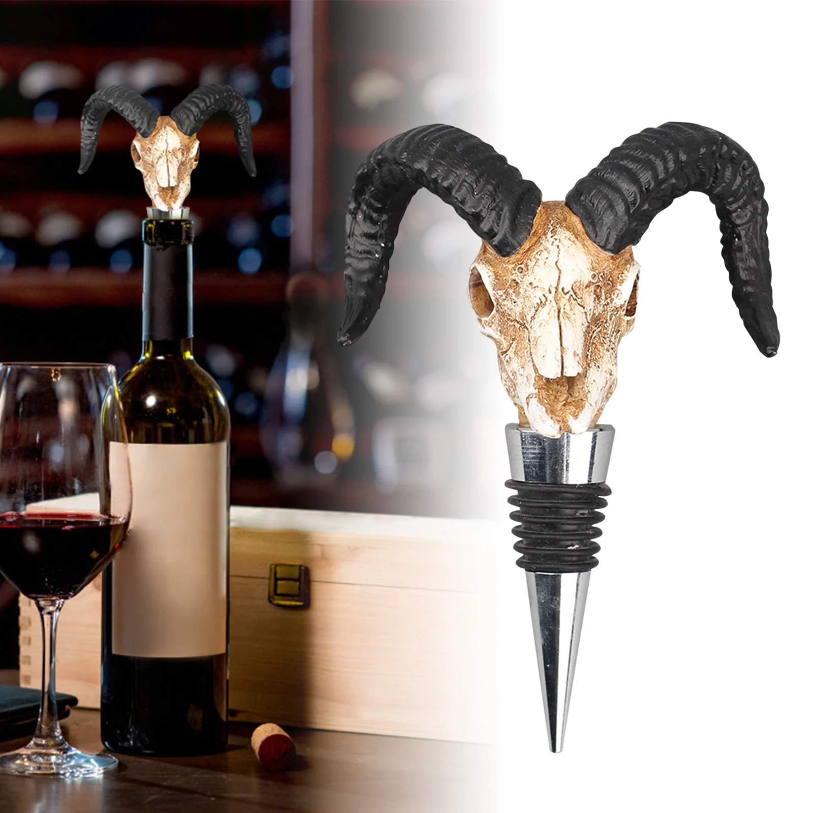 

Wine Stopper Creative Home Wine Bottle Champagne Bottle Stopper Buffalo Skull Decoration Wine Pourer Bar Tools