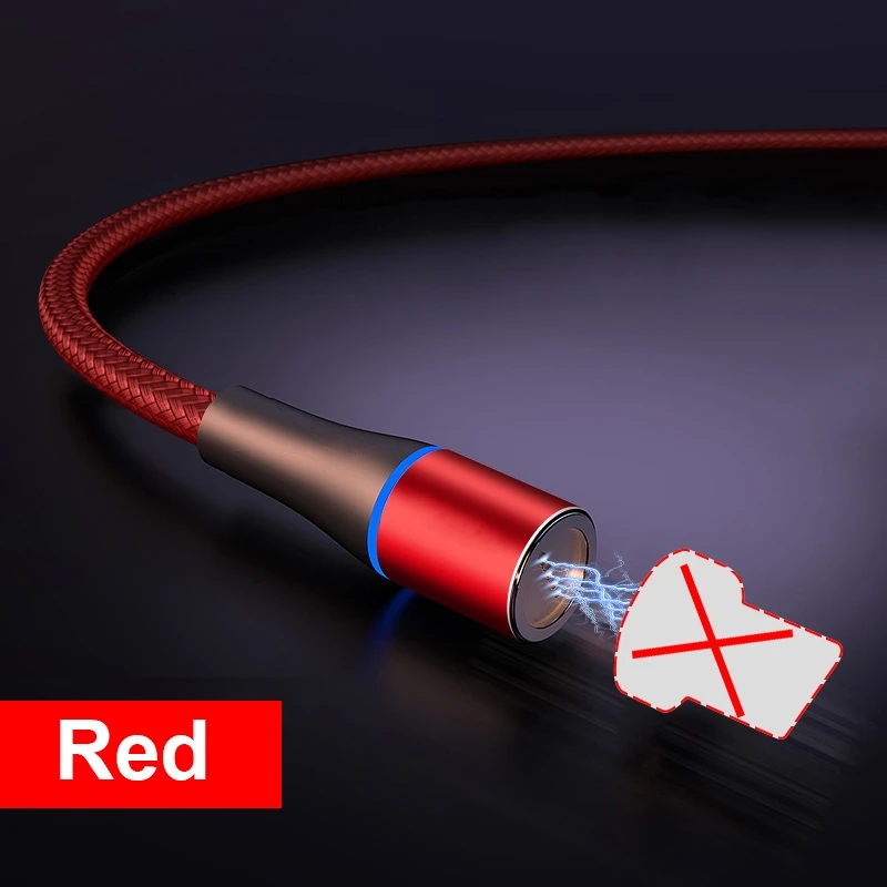 Only Red Cable Магнитный кабель ROCK 2M 5A Micro usb type C для iPhone 7 XS samsung S8 Быстрая зарядка магнитные кабели для мобильных телефонов - Цвет: Only Red Cable