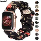 Печатный тканевый ремешок для Apple Watch SE Scrunchies 42 мм 40 мм Женский эластичный ремешок из розового золота 38 мм 44 мм для Apple Watch 6 5 4 3 2 1