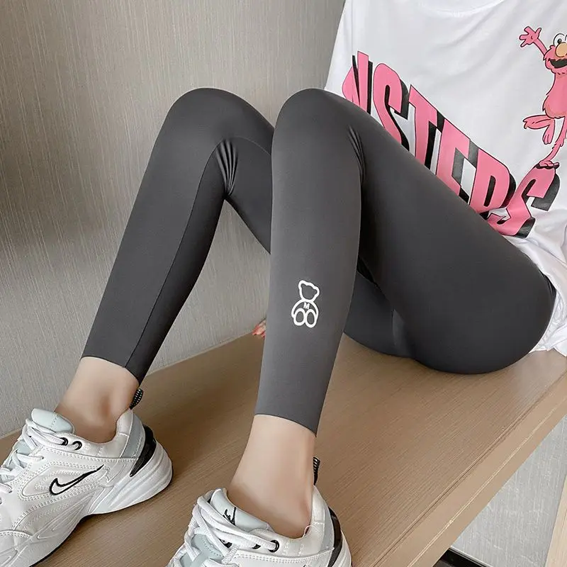 

High Waist Yoga Leggings Women Bear Print Cute All-match Fitness Sweatpants Tight Cycling Pants Exercise Pants