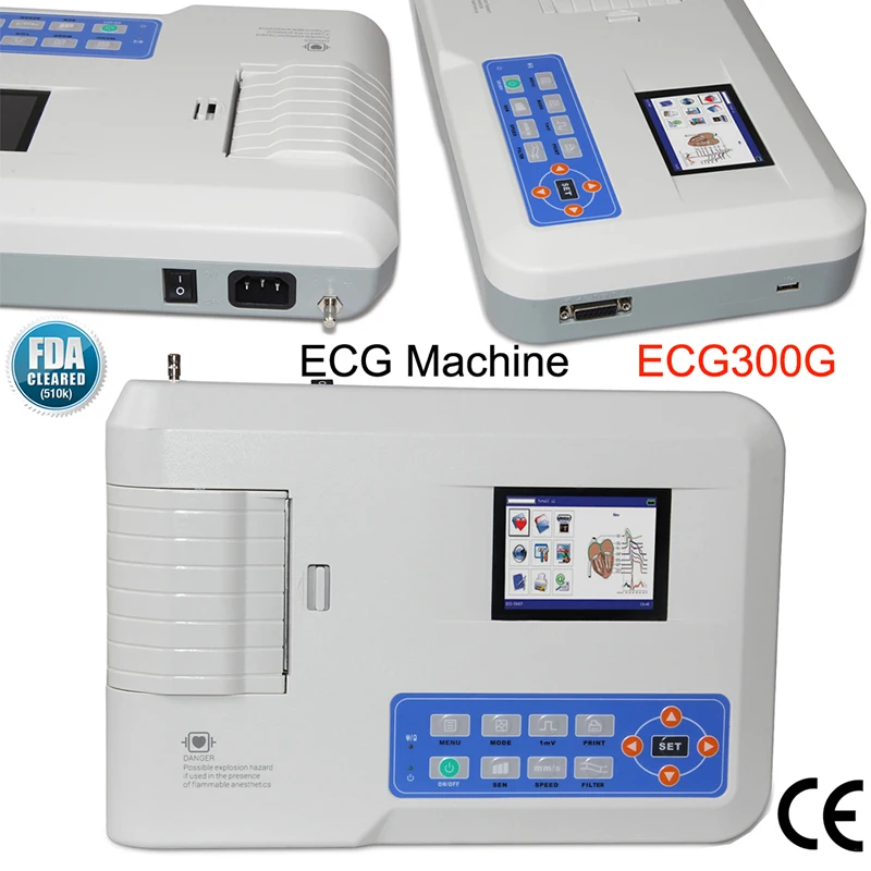 

New Contec ECG300G Handed Electrocardiograph 3 /12 Channel 12-lead ECG Machine With PC Software For Hospital Clinic