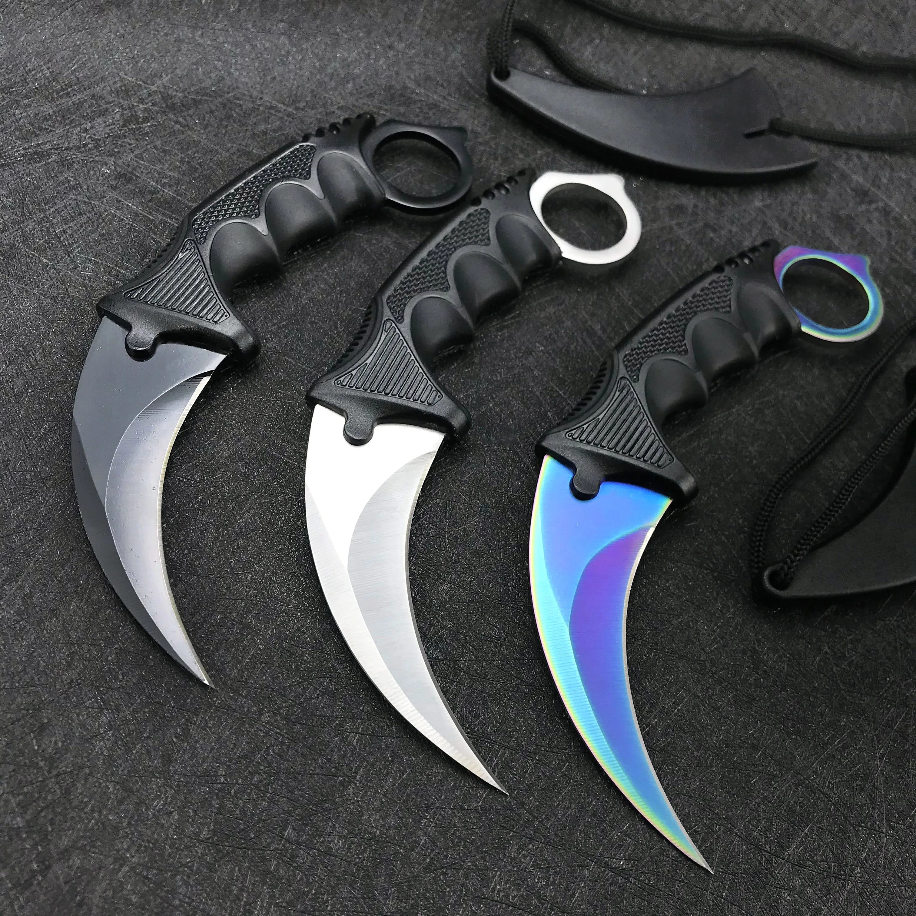 

CSGO Fixed Blade Knife Handheld Camping Hunting Bent Colorful Outdoor Survival Sheath Tiger Tooth Claw Knives