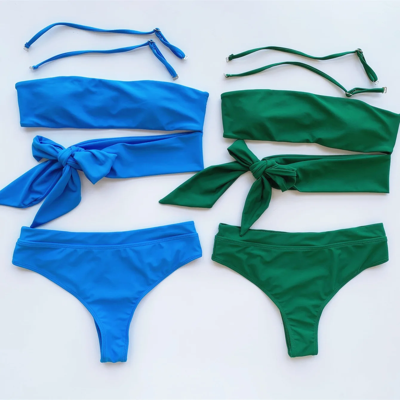 

Sexy Bandeau Push Up Bikini Set Bowknot Two Piece Swimwear 2020 Bandage Swimsuit Bikinis Women High Waist Bathing Suits Women